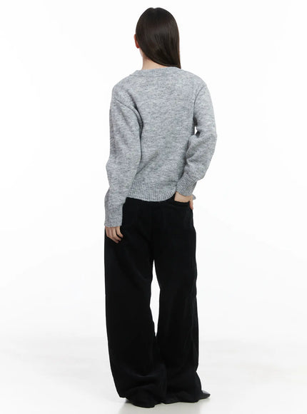 Soft Knit Henley Neck Sweater CJ507