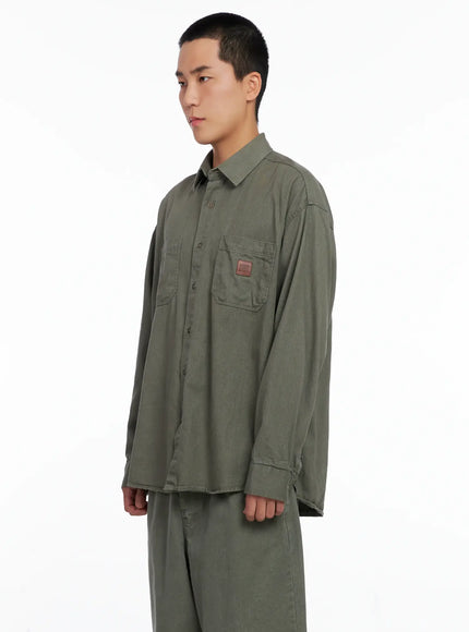 Men's Cozy Cotton Button-Up Shirt IG529