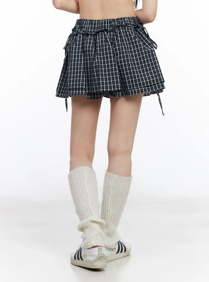 Elastic Waist Plaid Skirt CM519