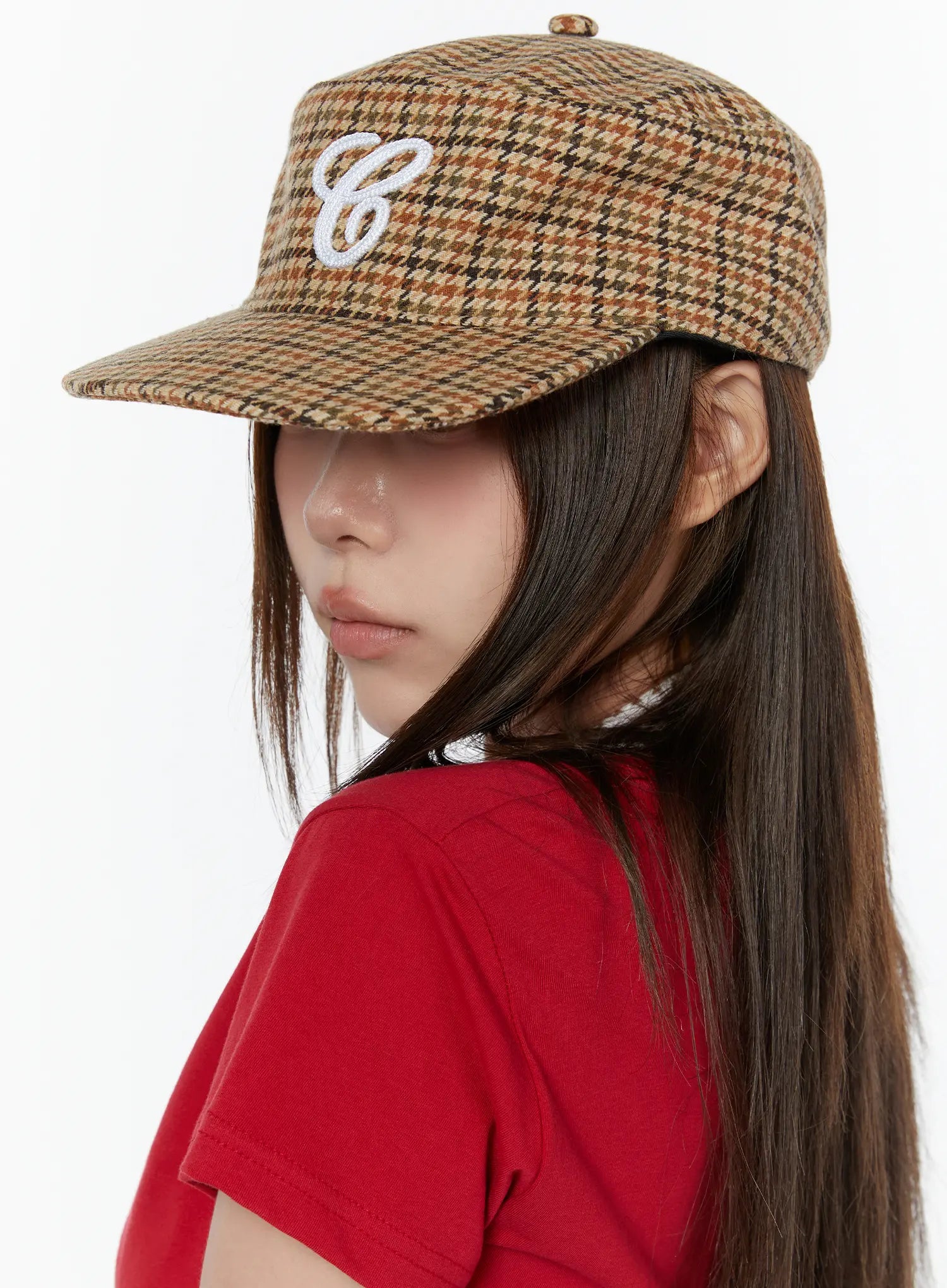 plaid-initial-flap-cap-cy519