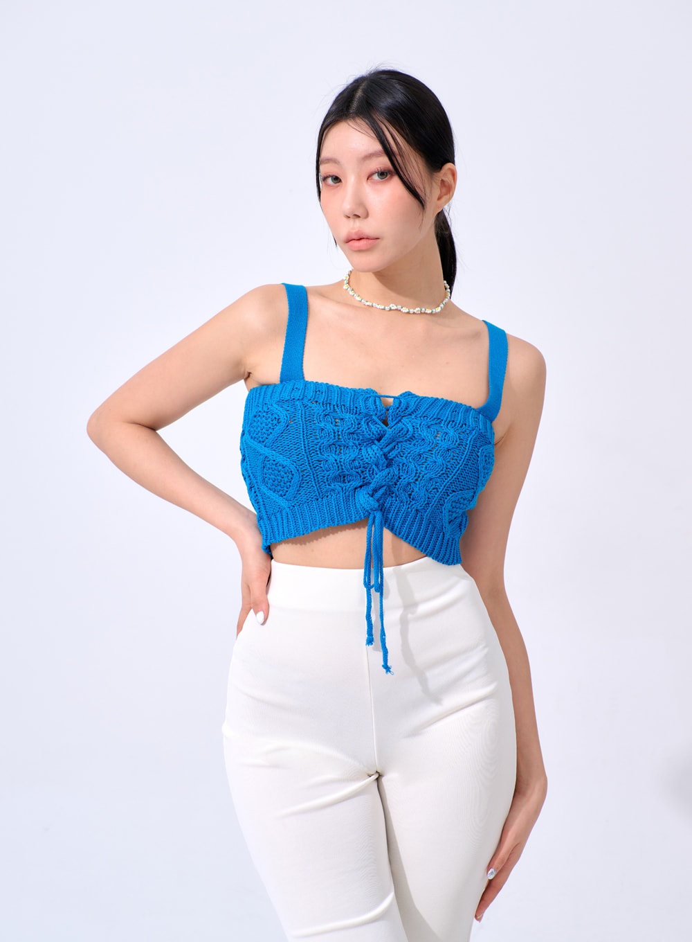 Lace-Up Knit Top IA327