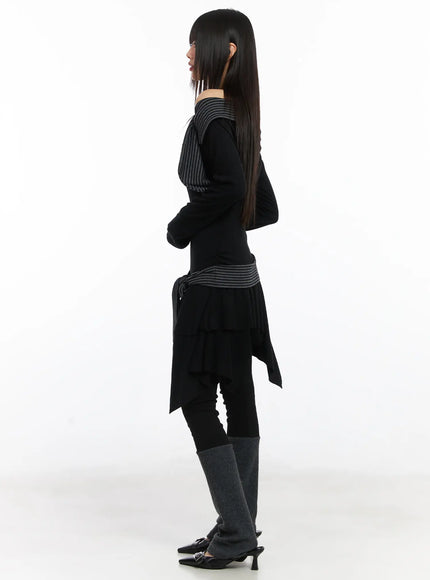 Off-Shoulder Two Tone Mini Dress CD522