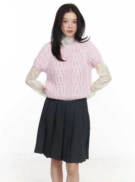 Cable Knit Short Sleeve Top IF524