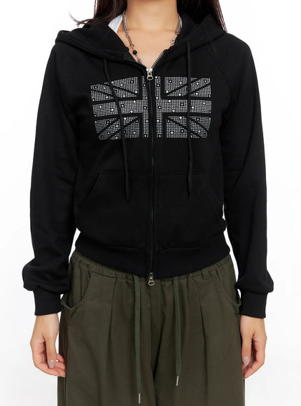 Graphic Cropped Hoodie CO515