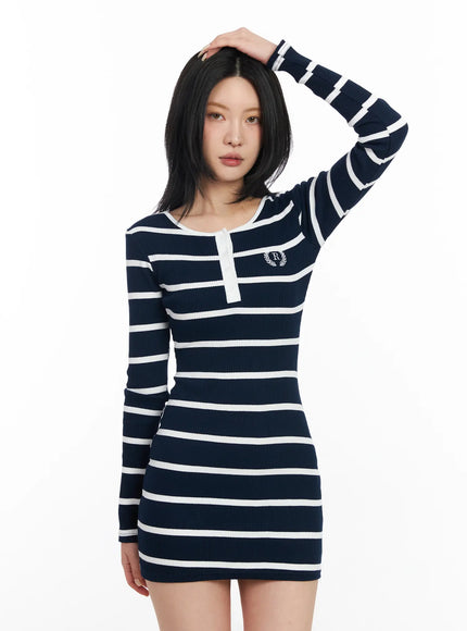Striped Knit Mini Dress CF526