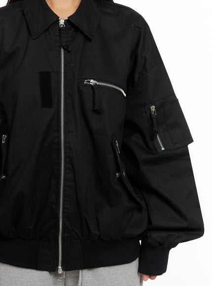 Oversized Zipper Bomber Jacket IG528