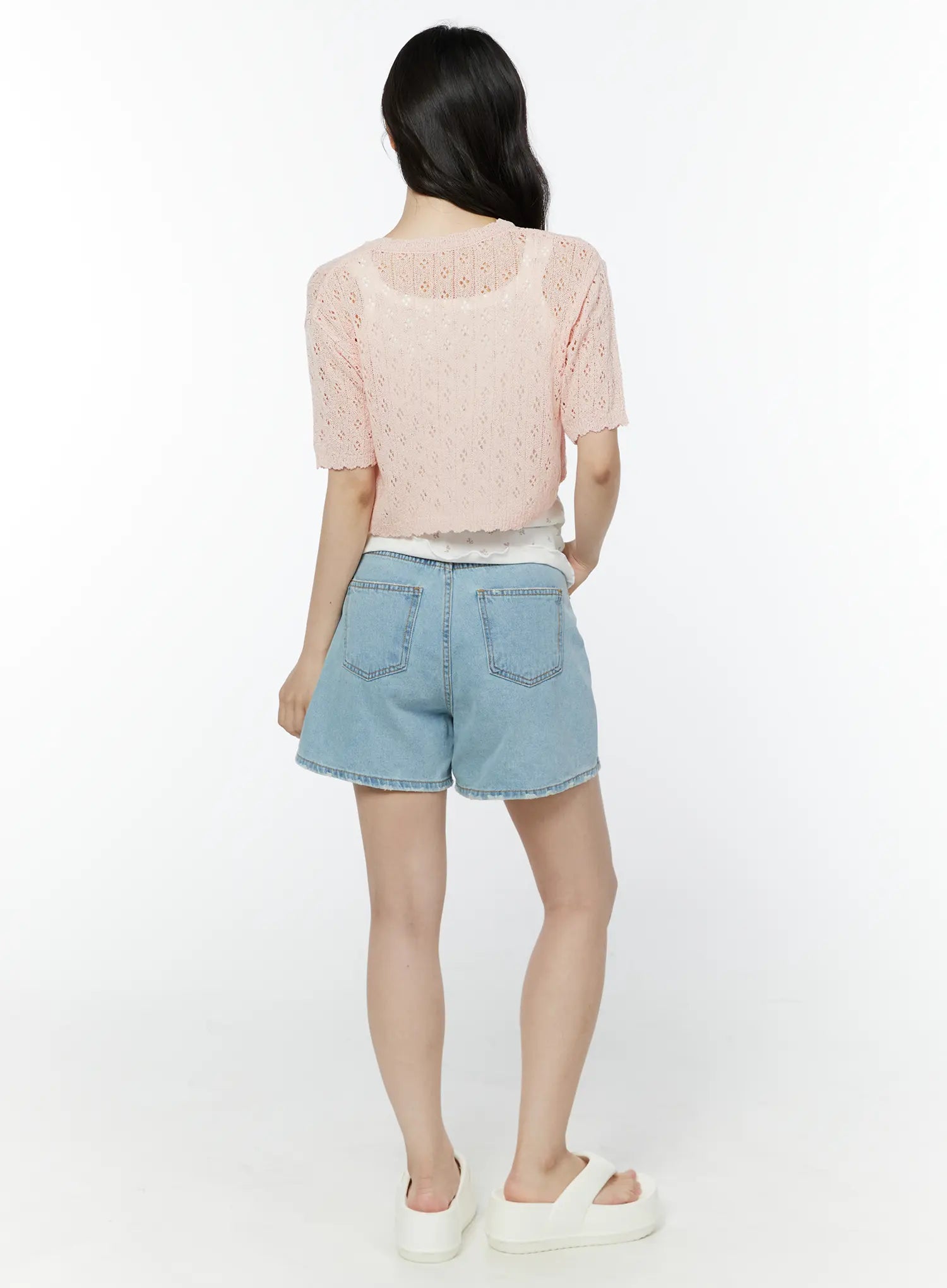 Half Sleeve Lace Knit Cardigan IY507