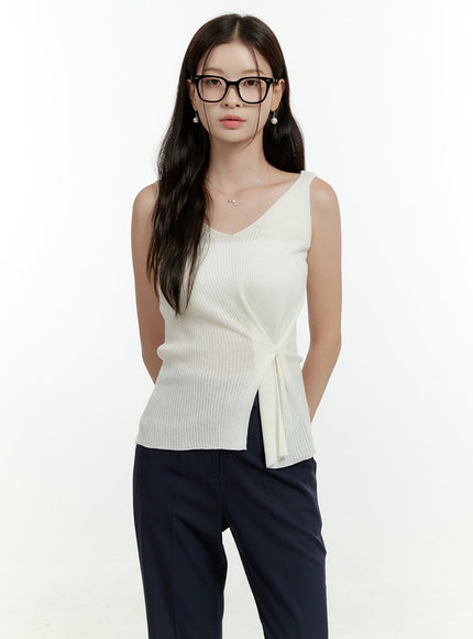 v-neck-twisted-waist-slim-top-ol430