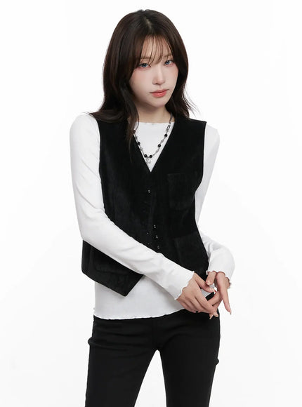 Velvet Buttoned Vest IN514