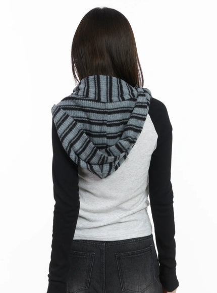 Casual Striped Hooded Muffler CJ512