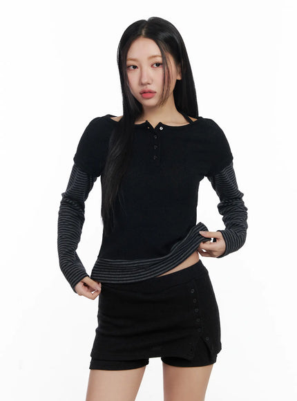 stripe-contrast-layered-long-sleeve-top-cj514