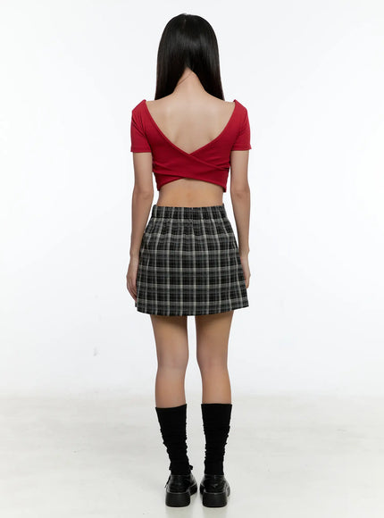 Plaid Pleated A-Line Skirt CS518