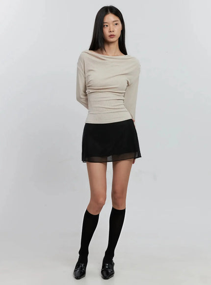 Sheer Chiffon Mini Skirt IS516