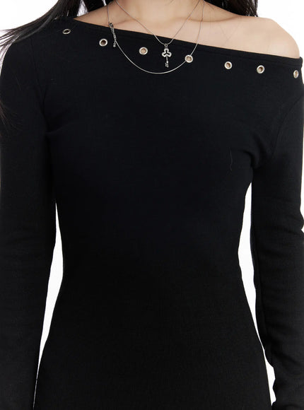 Eyelet Off-Shoulder Mini Dress CJ514