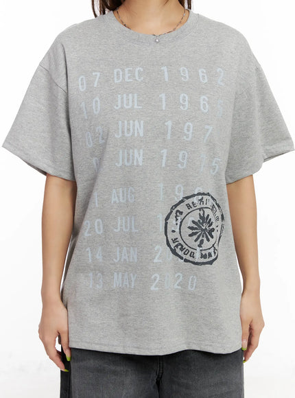 Graphic Date Print T-Shirt CM520