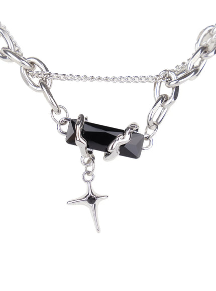 Black Crystal Pendant Necklace CG526