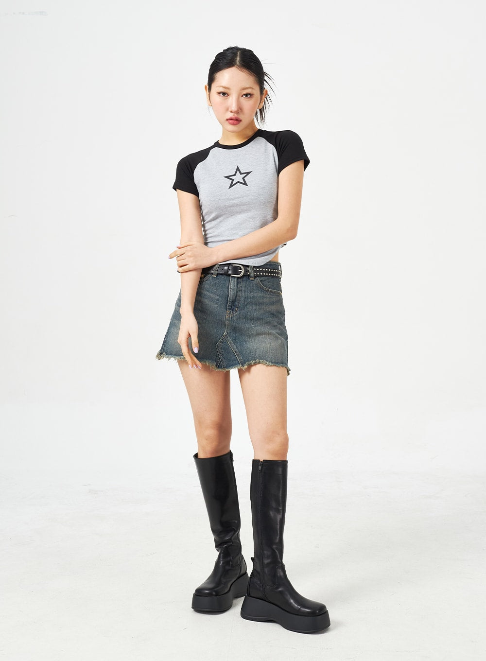 Mid-Rise Denim Mini Skirt CM321