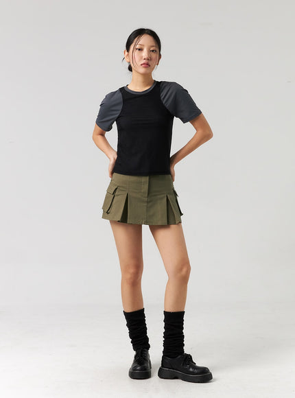 cargo-pleated-mini-skirt-cl326