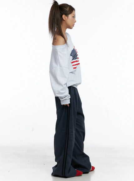 American Flag Off-Shoulder Sweatshirt CS504