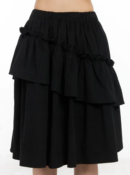 layered-ruffle-flare-midi-skirt-cd502