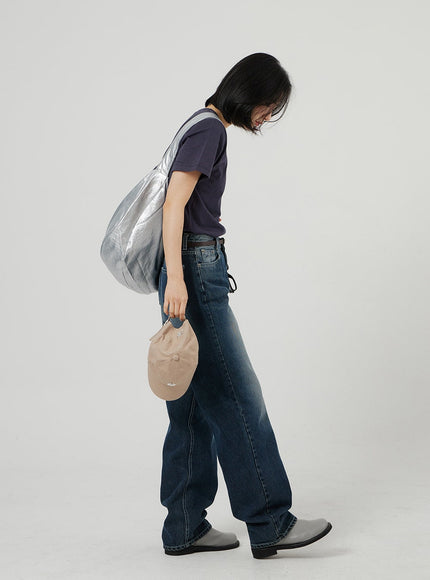 Faux Leather Half Moon Cross Body Bag OF310