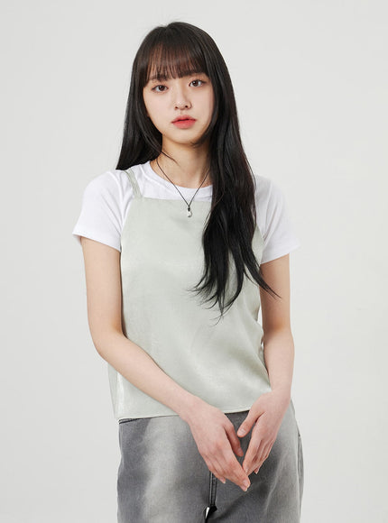 Satin Sleeveless Top OF327