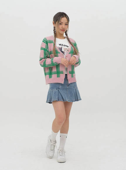 Check Pattern Cardigan J15