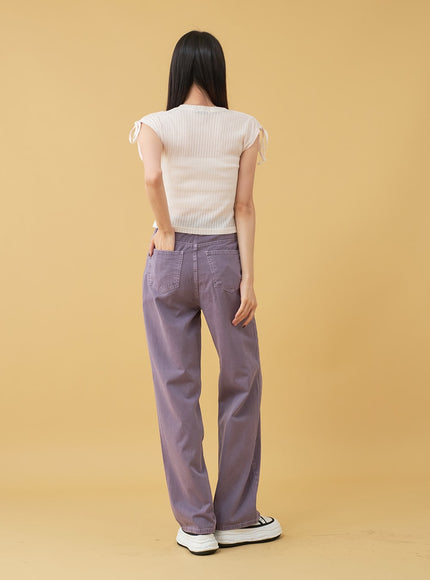 Long Cotton Colored Wide Pants OU15