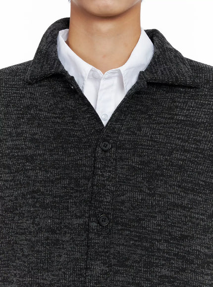 Men's Button-Up Collar Knit Cardigan IO516