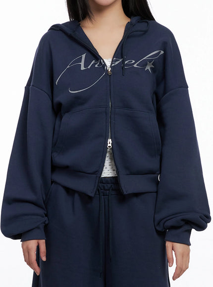 Angel Graphic Zip-Up Hoodie IS525