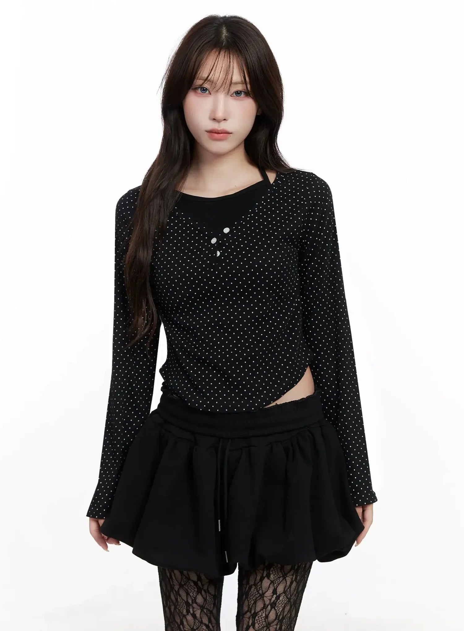 Polka Dot Layered Halter Top IN525