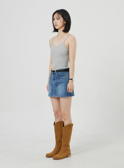 Mid-Rise Denim Mini Skirt OM303