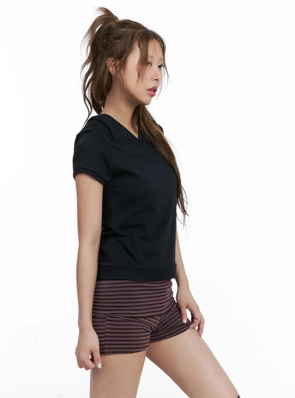 Black Short Sleeve Hoodie CL511