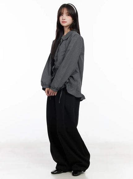 oversized-checkered-drawstring-shirt-cm531