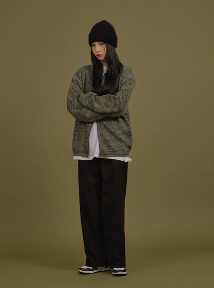 Loose Fit Knit with Two Way Zip