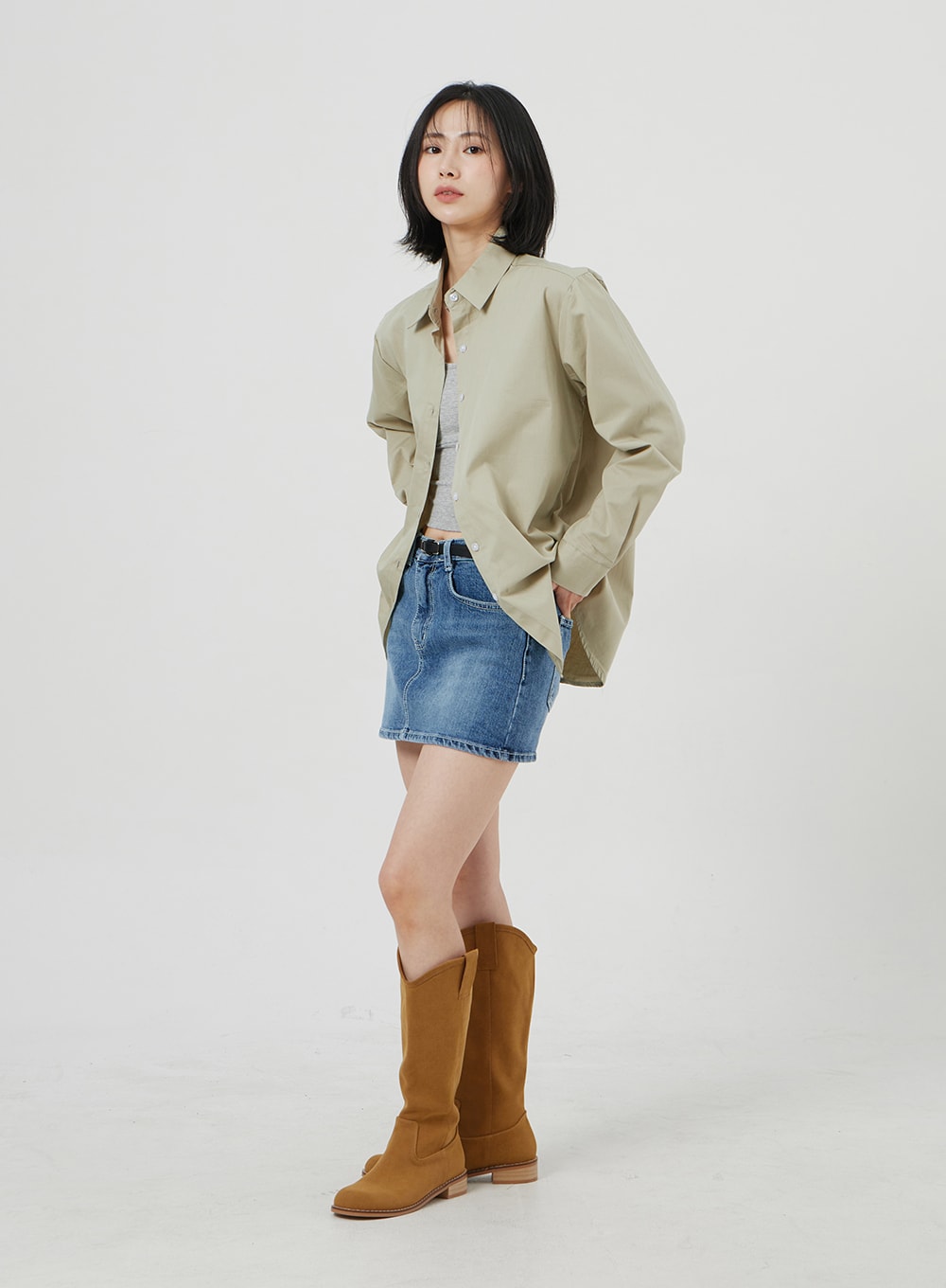 Mid-Rise Denim Mini Skirt OM303