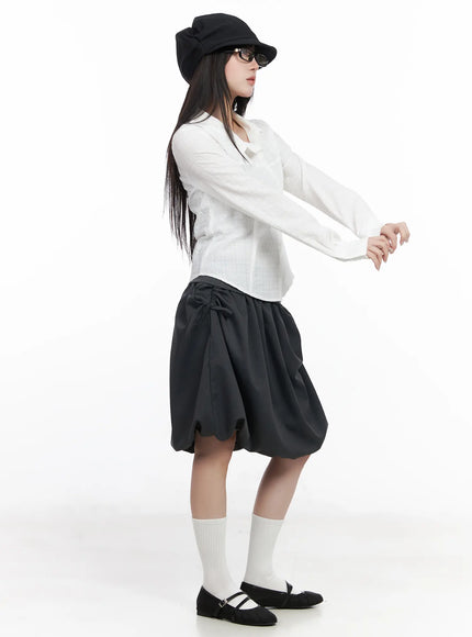 Asymmetric Plaid Long Sleeve Shirt CF523