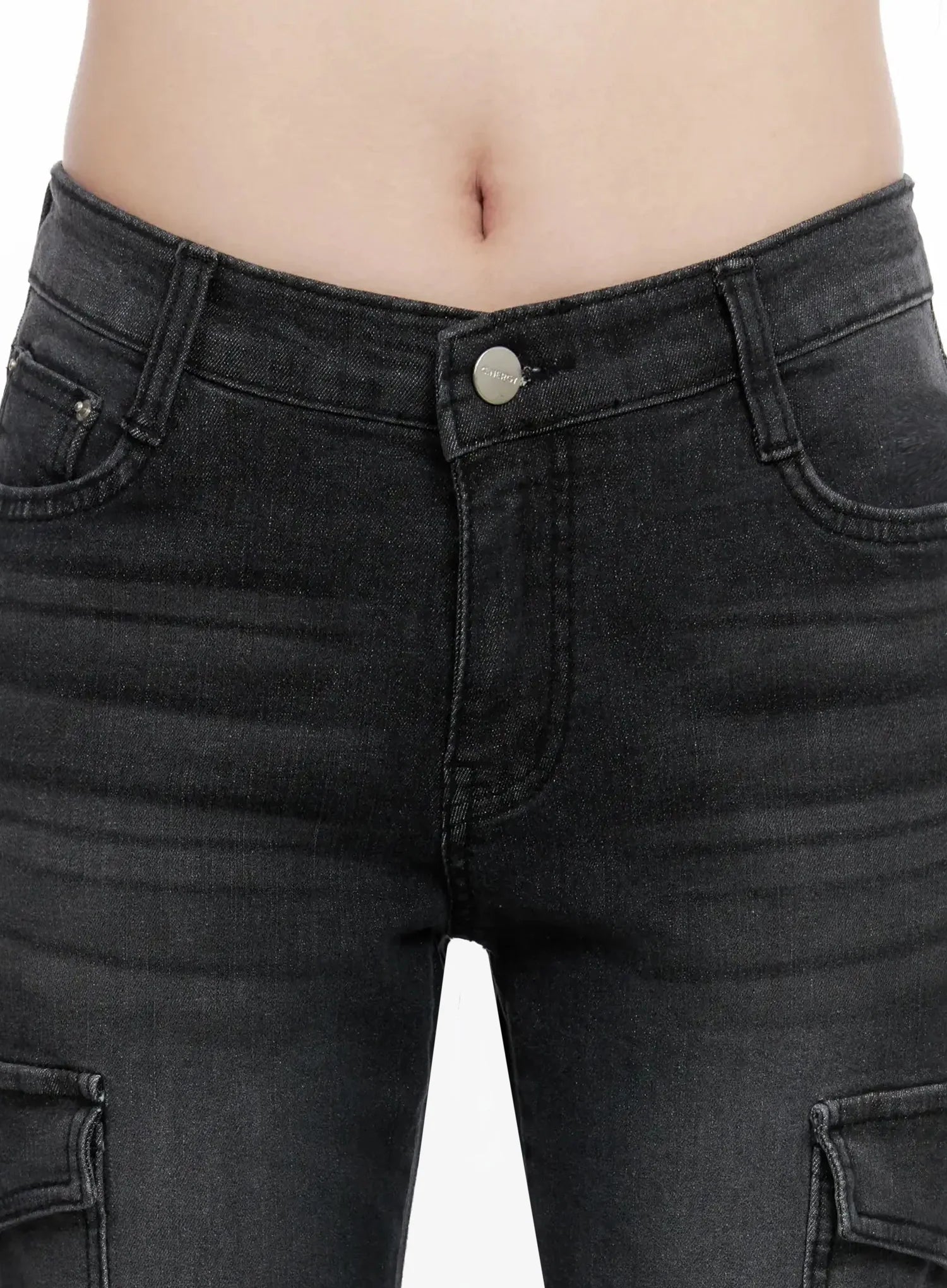 seowon-black-cargo-low-rise-bootcut-jeans-in514