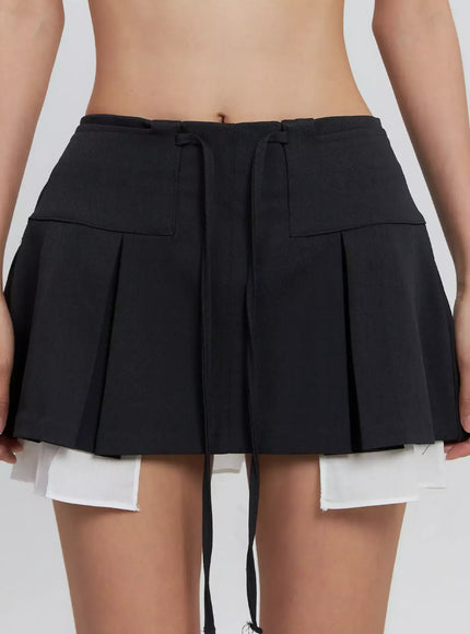 layered-pleated-mini-skirt-is516