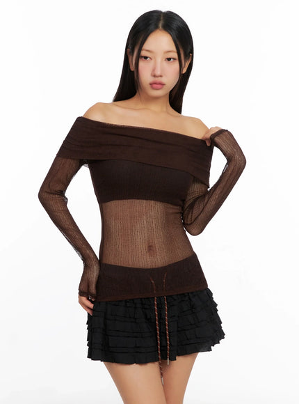 Chich Sheer Off-Shoulder Top IG528