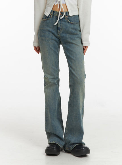 slim-fit-washed-bootcut-jeans-cj416 / Blue