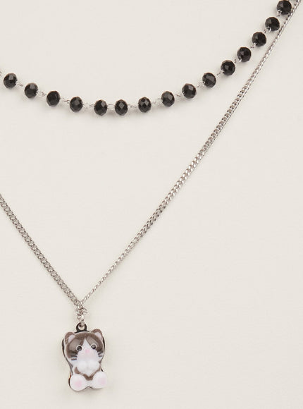 midnight-blackcat-layer-necklace-im528 / Silver