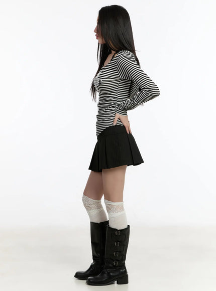 Striped Studded Long Sleeve Hoodie CM511