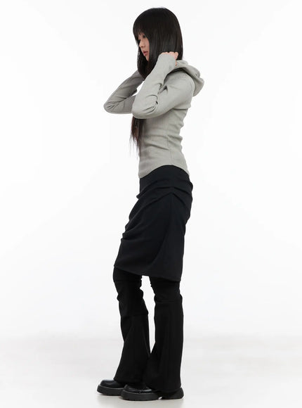 Waffle Knit Cropped Hoodie CM512