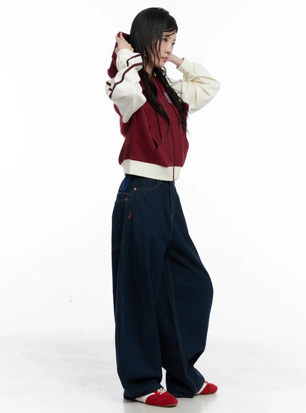 Two-Tone Zip-Up Crop Hoodie CS529