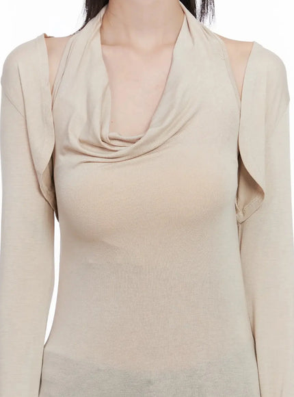 Cowl Neck Top Bolero Set IS508