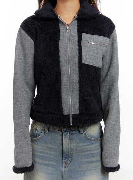 Cozy Pocket Collar Fleece Zip Up CD517