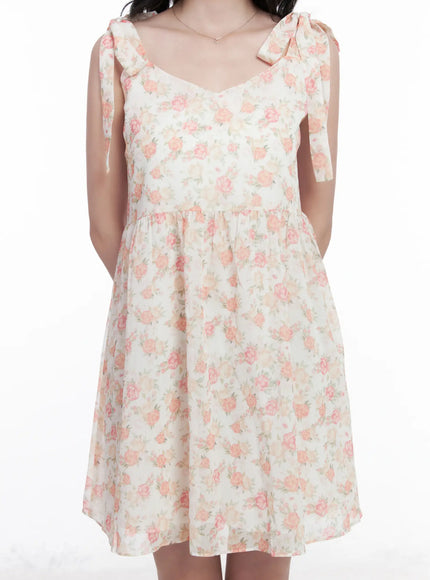 Chiffon Floral Tie Strap Mini Dress CA509