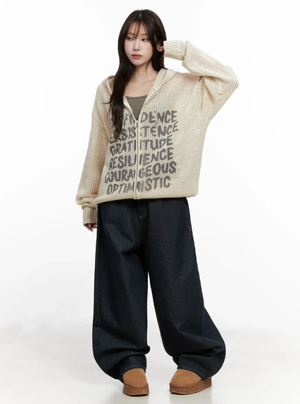 Casual Mesh Lettering Hoodie Jacket IN514