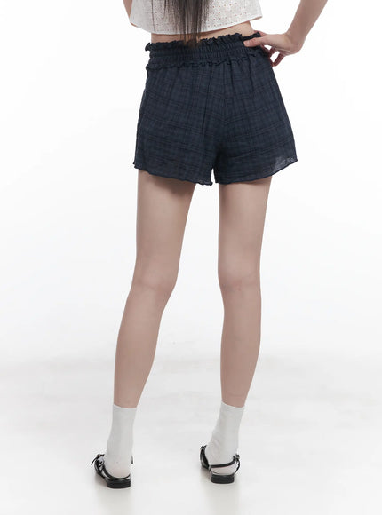 plaid-print-frilly-shorts-cu518